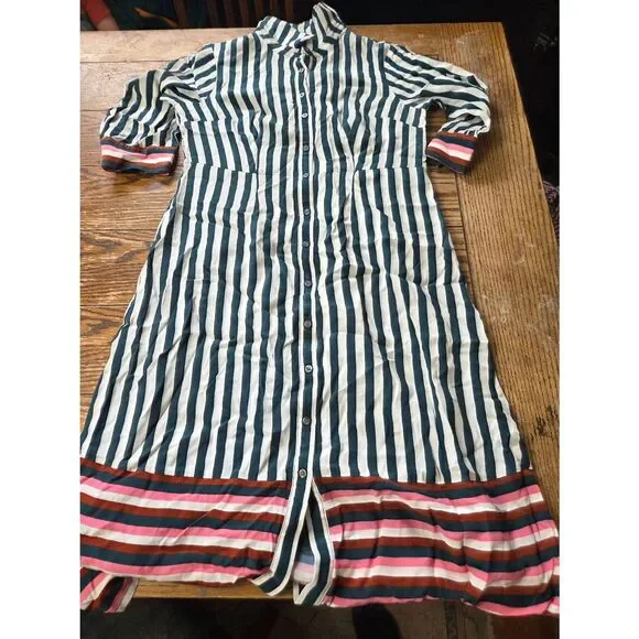 BODEN Mallory striped Midi Shirt Dress sz 8P no waist tie! - Picture 2 of 5